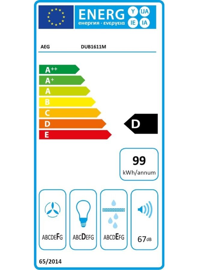 AEG DUB2610W | onderbouw afzuigkap | 60 cm