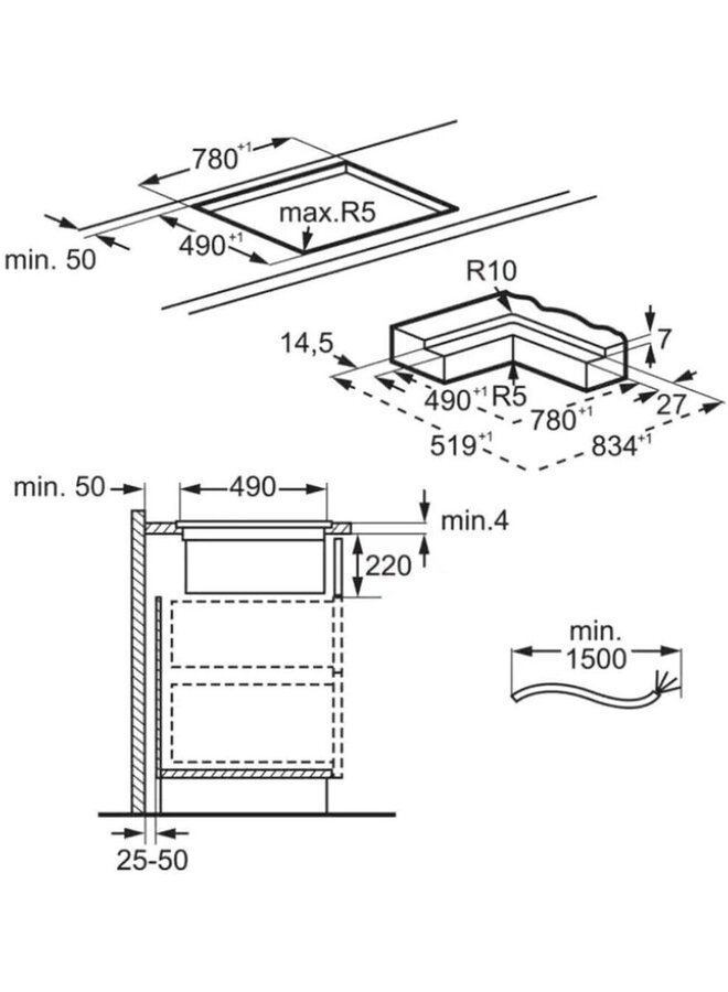 AEG CDE84779CB | Inductie kookplaat met afzuiging | 83 cm