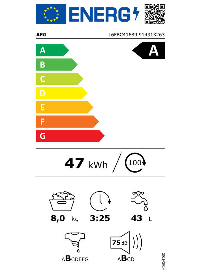 AEG L6FBC41689 wasmachine 8 kg