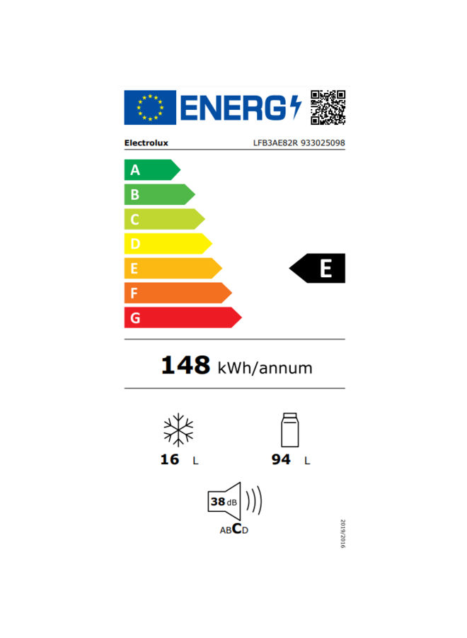 Elektrolux LFB3AE82R | onderbouw koelkast | 82 cm