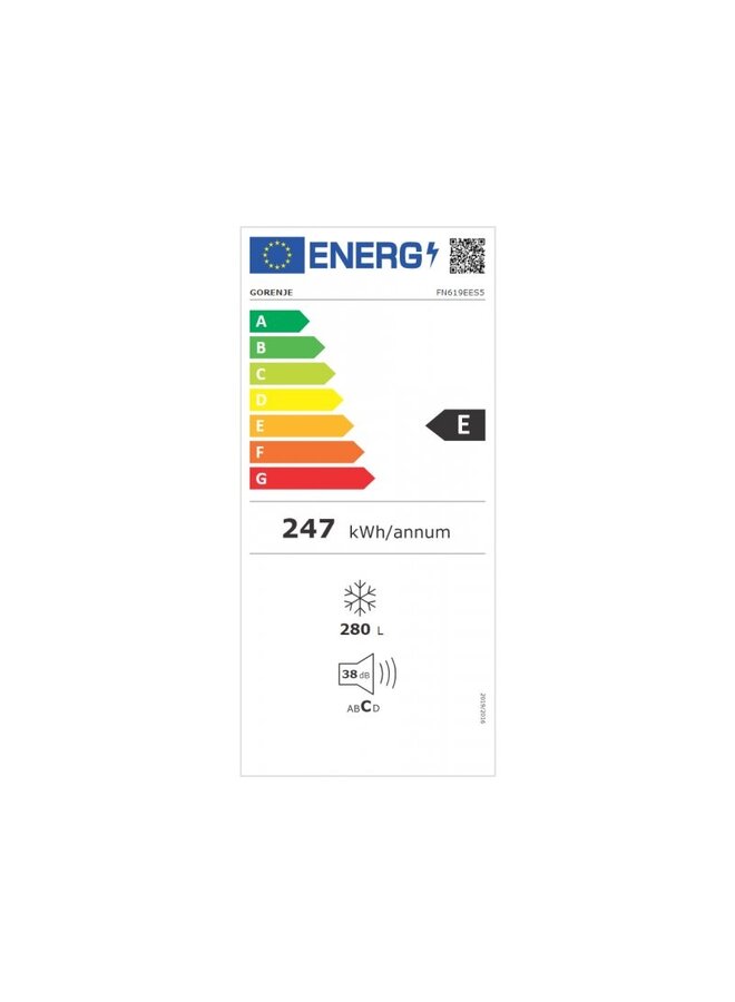 Gorenje FN619EES5 | vrijstaande vrieskast | RVS | 280 L | Nofrost