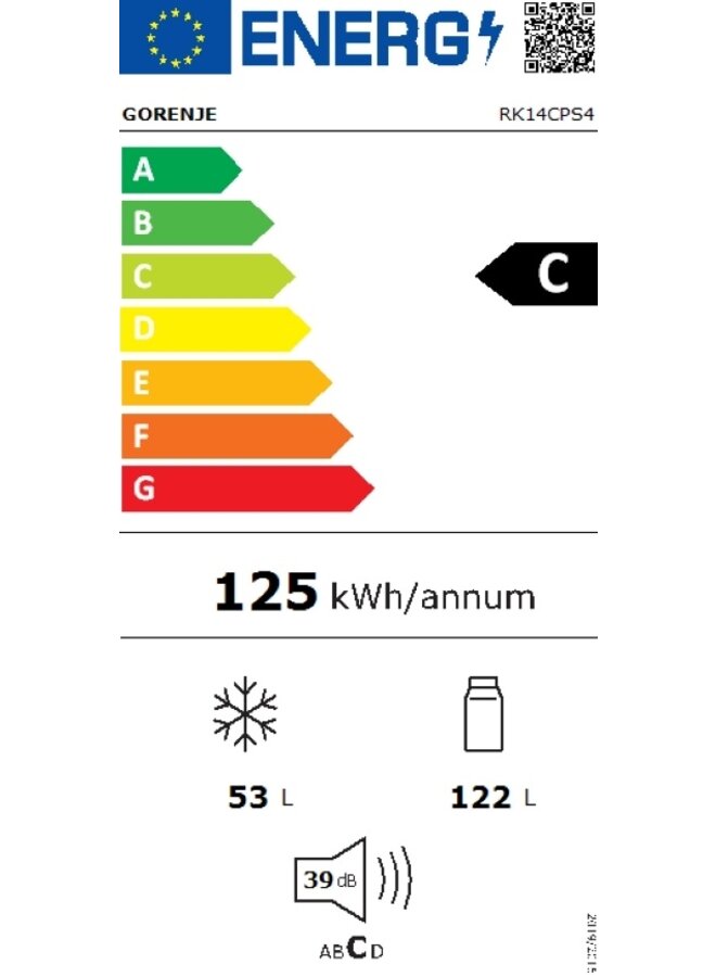 Gorenje RK14CPS4 koelvriescombinatie | RVS | 143 cm