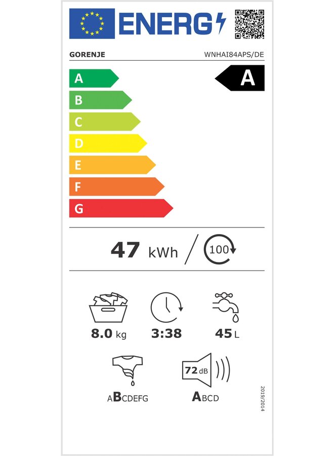 Gorenje WNHAI84APS | Wasmachine | 8 kg | Label A