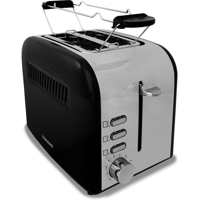 Tomado TBT2002S Retro broodrooster | Zwart/RVS
