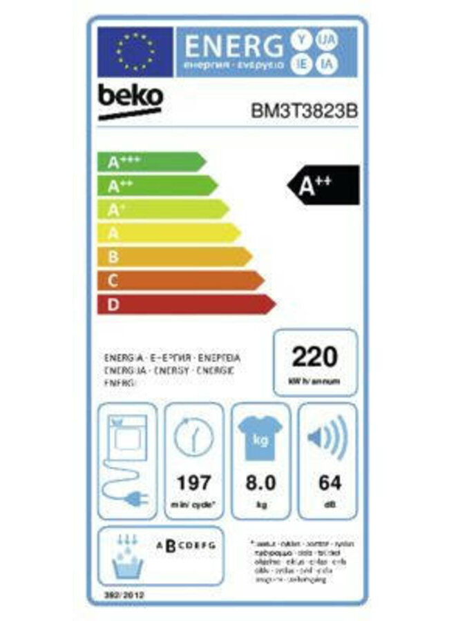 Beko BM3T3823B | warmtepompdroger | 8 kg | A++