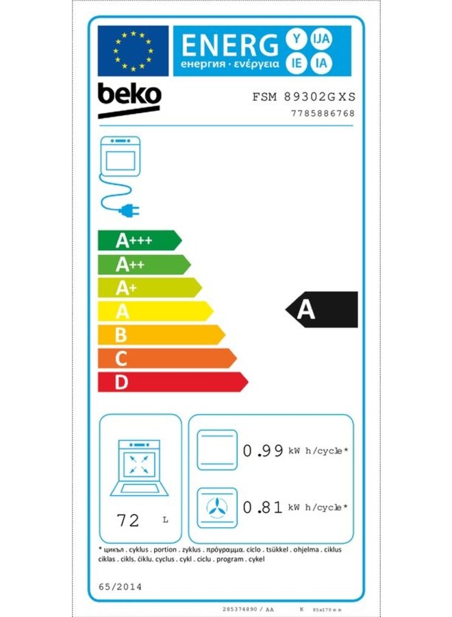 Beko FSM89302GXS | Inductie fornuis | RVS