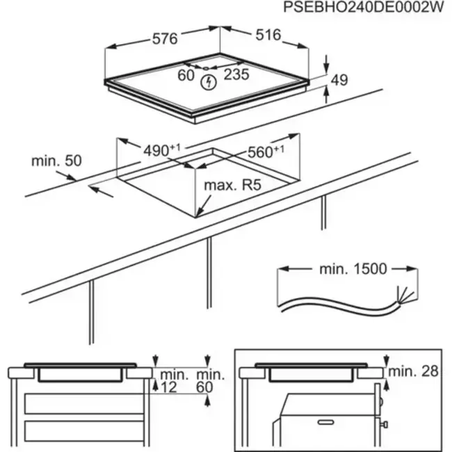 AEG OIO64A00XB Inductie kookplaat | 60 cm
