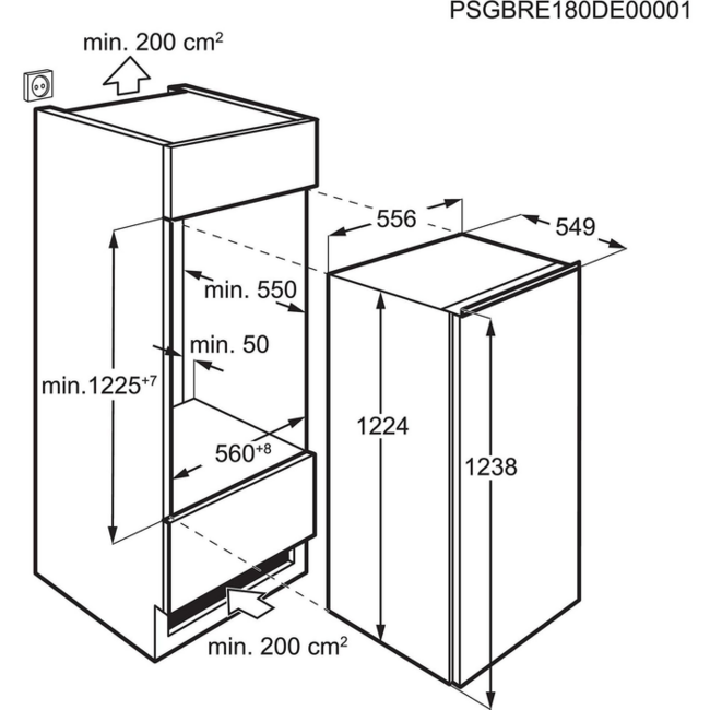 AEG TSK5O12WDF Inbouw Koelkast | 122 cm | Deur op deur
