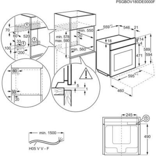AEG BPK435090M inbouw oven | 60 cm | RVS