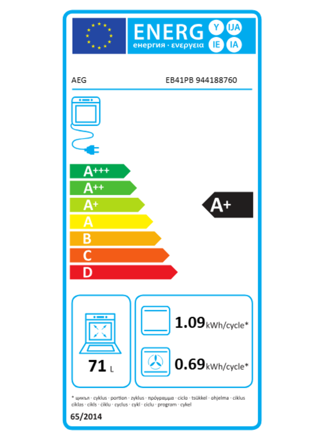 AEG EB41PB inbouw oven | 60 cm | Zwart