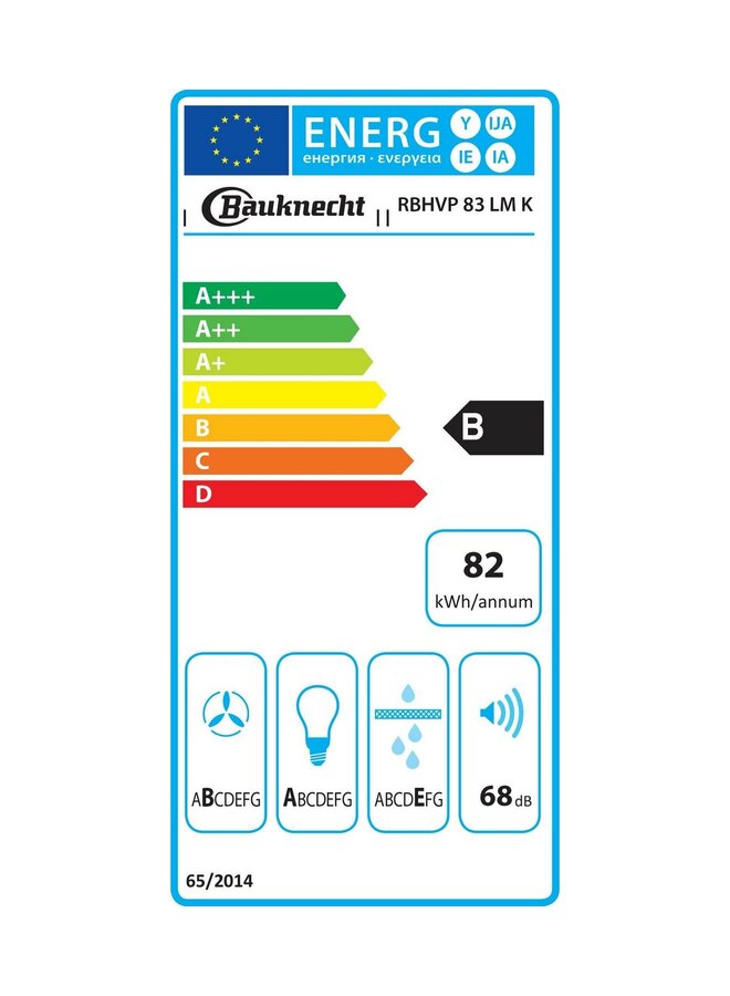 Bauknecht RBHVP 83 LM K | Afzuigkap | Zwart |  Schuin  | 80 cm