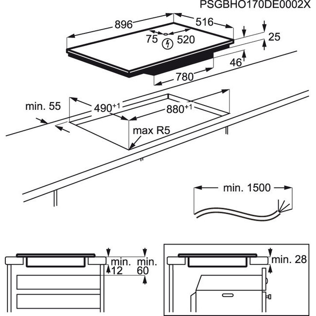 AEG IKE95454XB | Inductie kookplaat | 90 cm