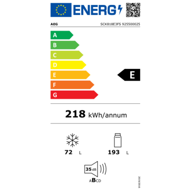 AEG SCK818E3FS | Inbouw koelvriescombinatie | 178 cm | Lowfrost