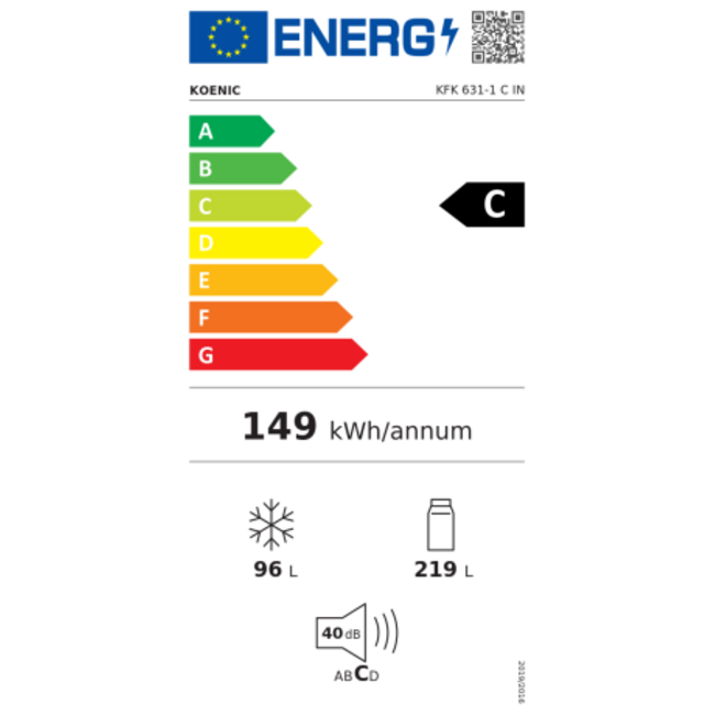 Koenic KFK 631-1 C IN | Koelvriescombinatie | Energielabel C