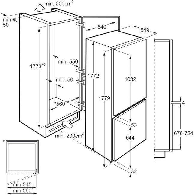 AEG SCK818E3FS | Inbouw koelvriescombinatie | 178 cm | Lowfrost