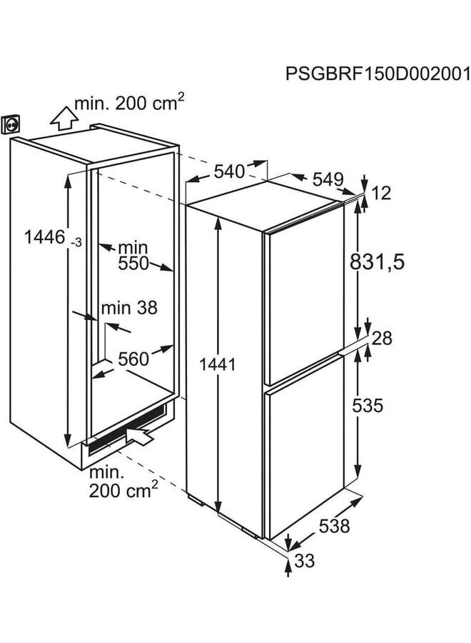 Electrolux LNT3LE14S | Inbouw koelvriescombinatie | 1446 mm