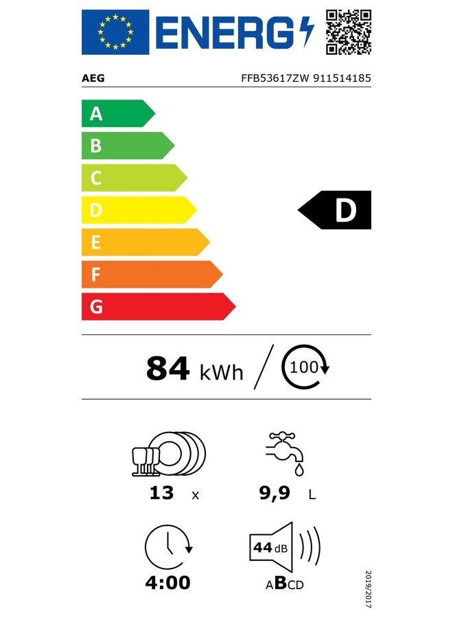 AEG FFB53617ZW | Vrijstaande vaatwasser | Wit