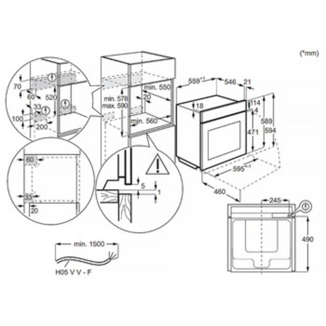 AEG BCK742080M | Inbouw oven | RVS | 60 cm