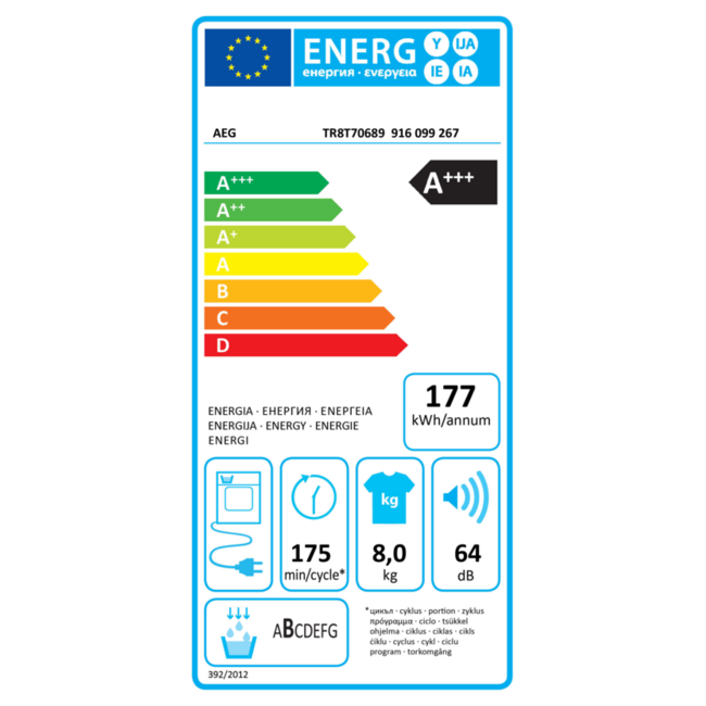 AEG TR8T70689 warmtepompdroger | 8 kg