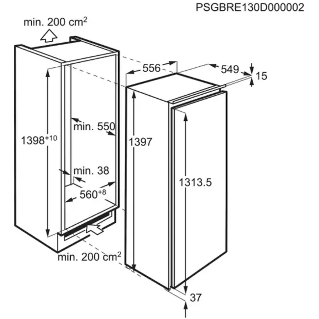 AEG SFE814D9ZC  | Inbouw koelkast | 140 cm | Deur op deur
