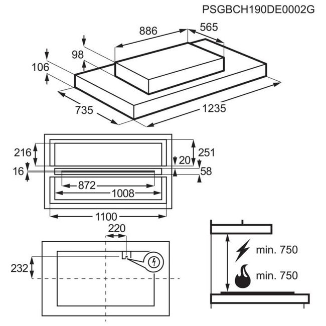 AEG DCK0250HG Plafondunit afzuigkap | 120 cm