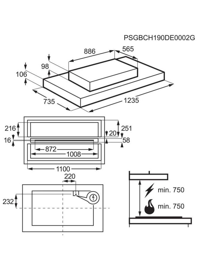 AEG DCK0250HG Plafondunit afzuigkap | 120 cm
