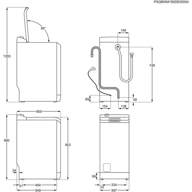 AEG LTR7A56STL bovenlader wasmachine | 1500 tpm | 6 kg
