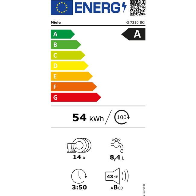 Miele G 7210 SCi G 7210 SCi | Half geintegreerde vaatwasser | RVS | Label A