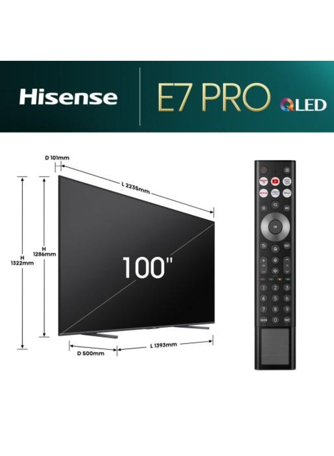 Hisense 100E7NQ PRO | 100 inch | QLED | Smart TV
