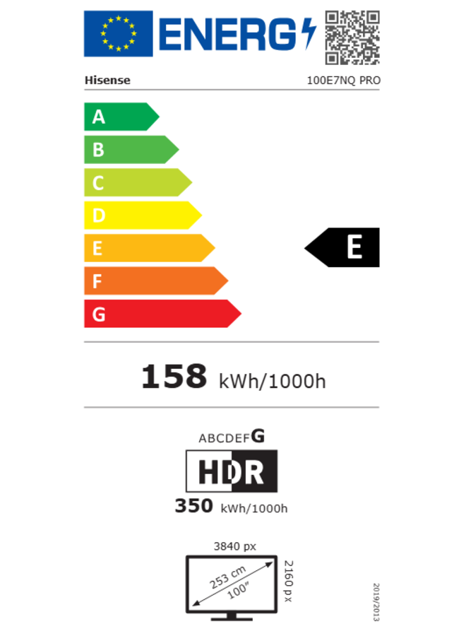 Hisense 100E7NQ PRO | 100 inch | QLED | Smart TV