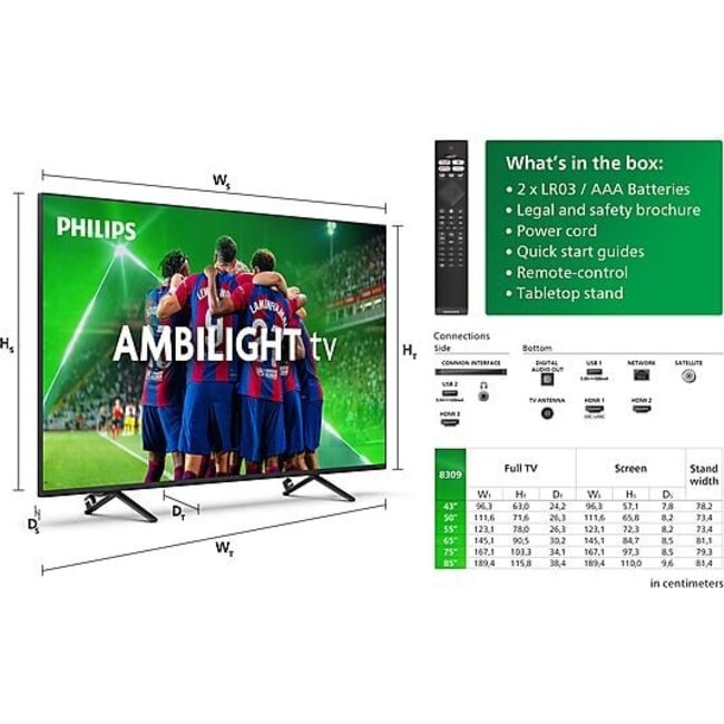 Philips 75PUS8309/12 | 4K | Ambilight Smart TV | 75 inch