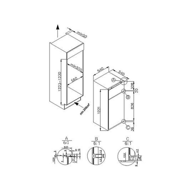 Amica EDTS 372 901 | Inbouw koelvriescombinatie | 122 cm