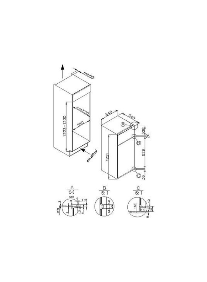 Amica EDTS 372 901 | Inbouw koelvriescombinatie | 122 cm