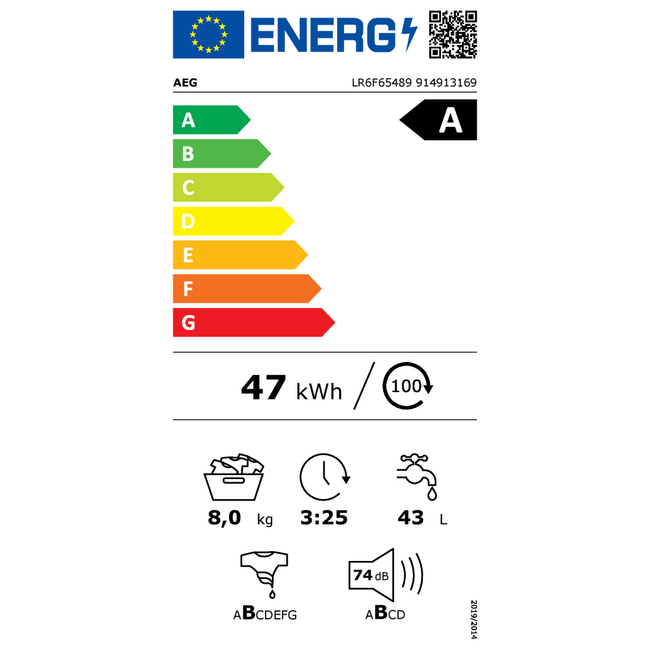 AEG LR6F65489 wasmachine | 8 kg | ProSense