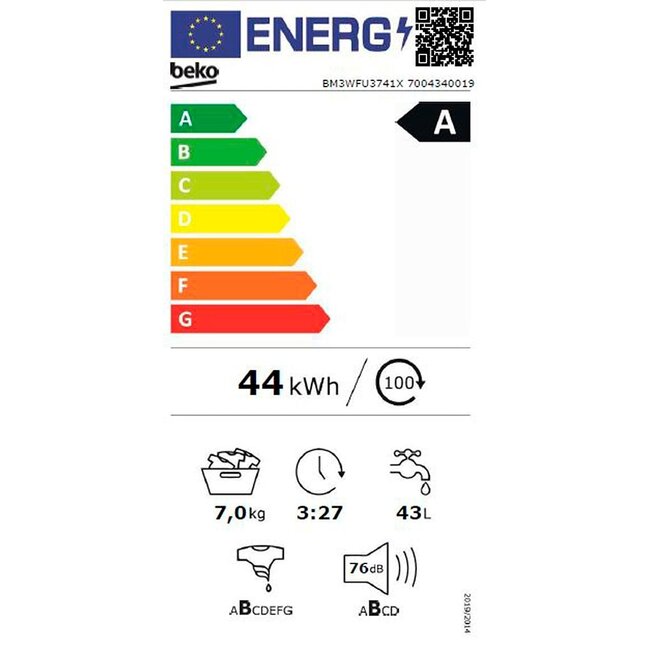 Beko BM3WFU3741X | Wasmachine | 7 kg | 1400 tpm