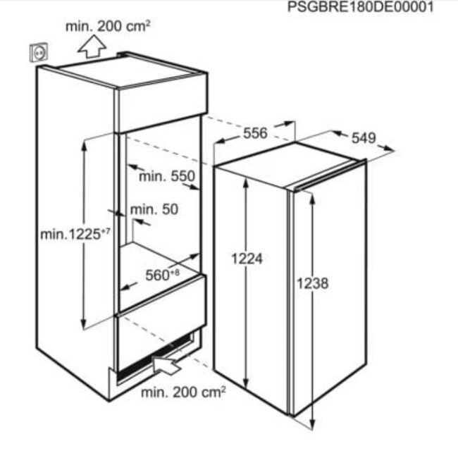 AEG TSF5O12EF | Inbouw koelkast  | 122 cm | Deur op deur