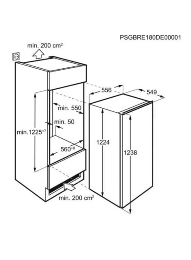 AEG TSF5O12EF | Inbouw koelkast | 122 cm | Deur op deur