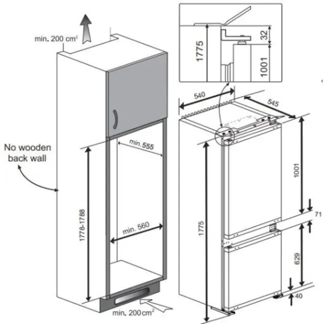 Beko BCSA285K4SN  | Inbouw koelvriescombinatie | 178 cm | Sleepdeur