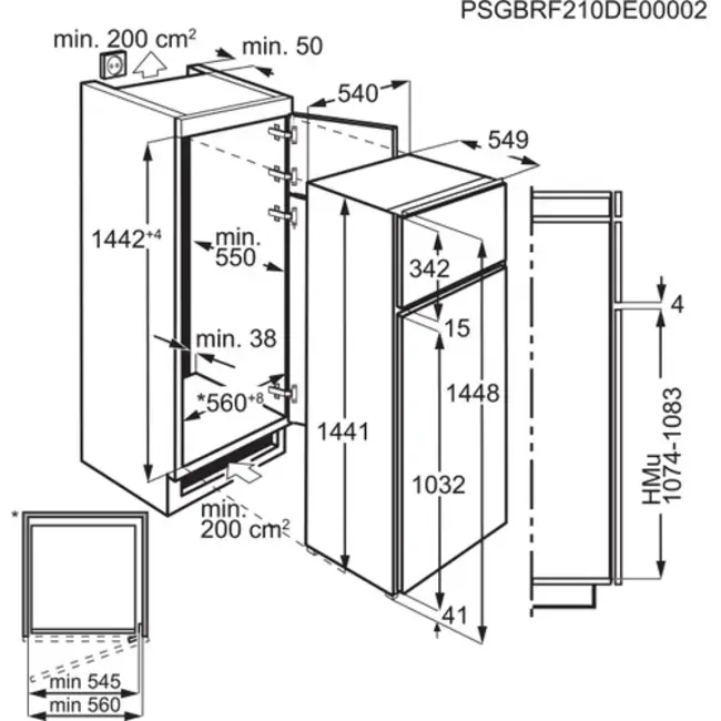 AEG OSD5S141ES inbouw koelvriescombinatie 144.6 cm