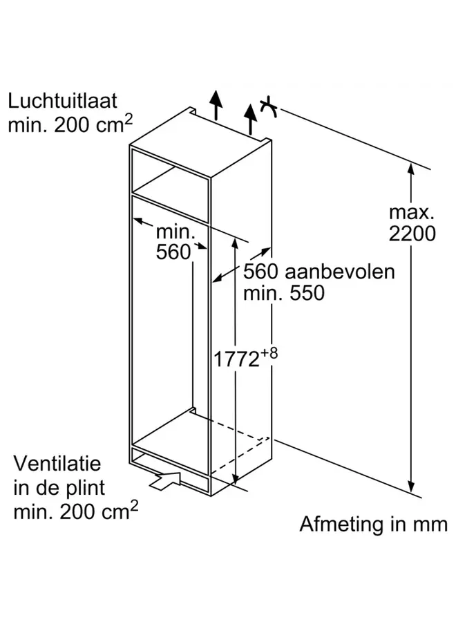 Siemens KI82LADD0 | Inbouw koelkast | 178 cm