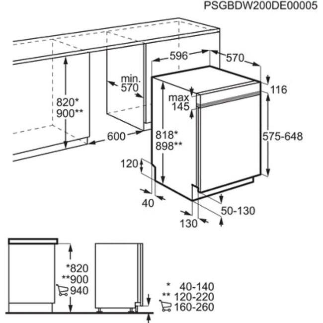 AEG FEE8380XPM | Half geintregeerde vaatwasser | ComfortLift