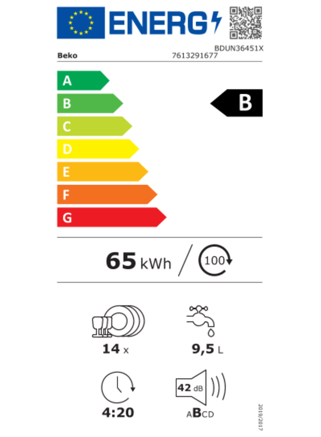 BEKO BDUN36451X | Onderbouw vaatwasser