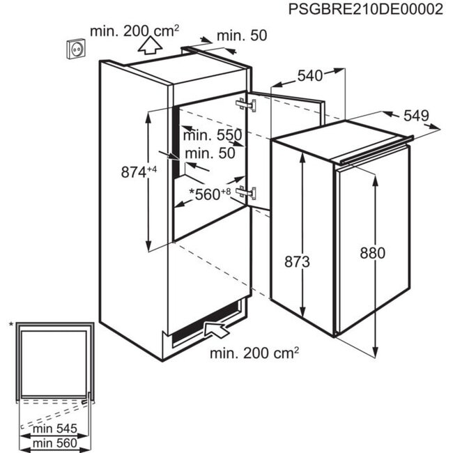 AEG NSF5088ES | Inbouw koelkast | 88 cm | Sleepdeur