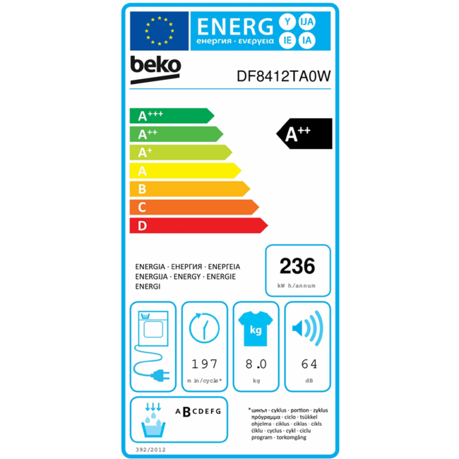 Beko DF8412TAOW | Warmtepompdroger | 8 kg | A++