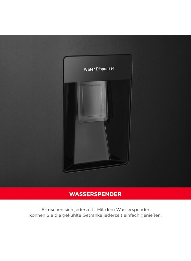 Hanseatic HKGK17955CNFWDBI | Koelvriescombinatie | Zwart | Waterdispencer | NoFrost