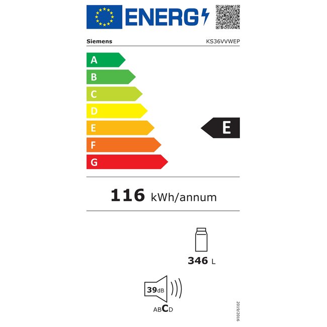 Siemens KS36VVWEP |  Vrijstaande koelkast | 186 x 60 cm | Wit