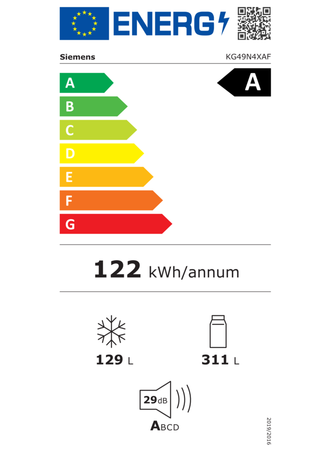 Siemens KG49N4XAF | Koelvriescombinatie | Zwart | 70 cm
