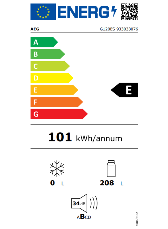 AEG G120FS inbouw koelkast 122 cm