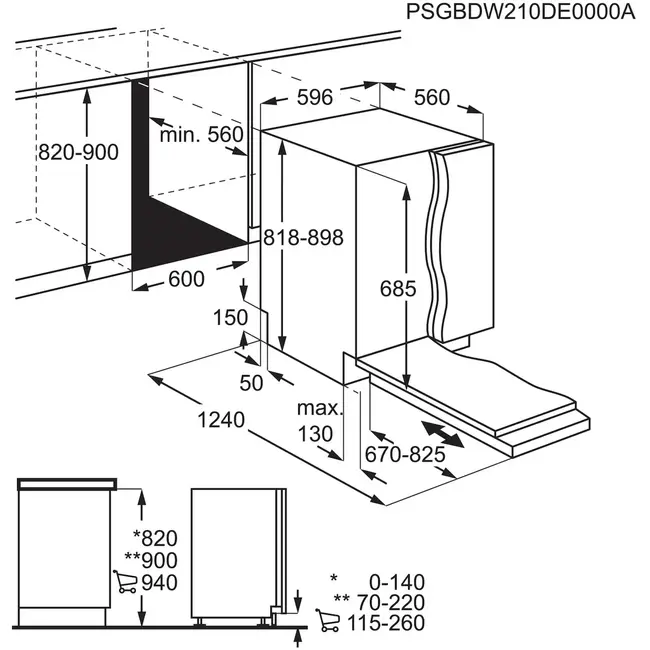 AEG FSE9680AP | Inbouw vaatwasser | ComfortLift | Label A