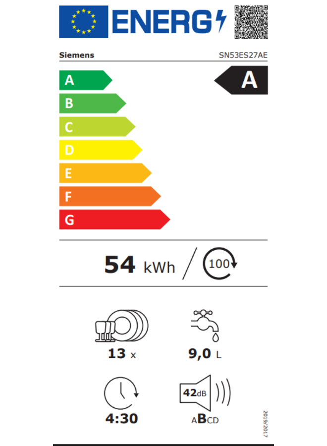 Siemens SN53ES27AE | half geintegreerde vaatwasser